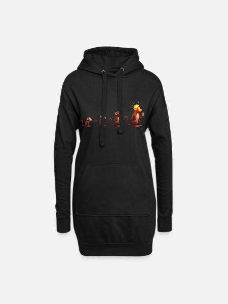 Evolution der Affen mit Sonnenkopf - Hoodie-Kleid - Schwarz
