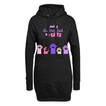 Facilement distrait par les chats - Design amusant - Sweat-shirt à capuche long Femme - noir - Devant
