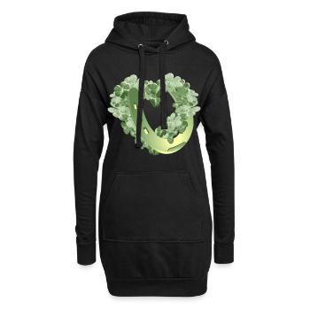 Herz aus vierblättrigem Klee - Hufeisen für Glück - Hoodie-Kleid - Schwarz - Vorne