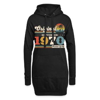 55e anniversaire Original septembre 1970 - Sweat-shirt à capuche long Femme - noir - Devant