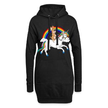 Balade Licorne Chihuahua - Sweat-shirt à capuche long Femme - noir - Devant