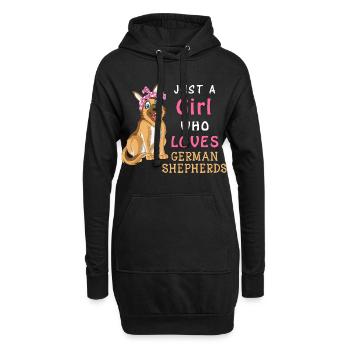 Une fille aime le berger allemand - Sweat-shirt à capuche long Femme - noir - Devant