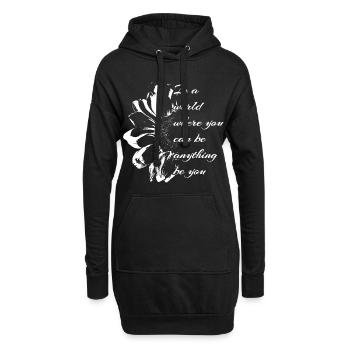 Blumenmuster mit inspirierendem Zitat - Hoodie-Kleid - Schwarz - Vorne