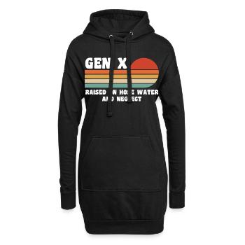 Gen X - Aufgewachsen mit Schlauchwasser und Vernachlässigung - Hoodie-Kleid - Schwarz - Vorne