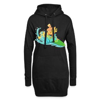 Bunter Surfer mit Wasserwellen - Hoodie-Kleid - Schwarz - Vorne