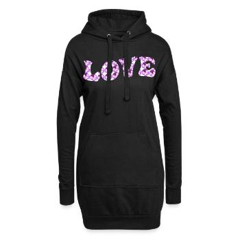 Motif d’amour avec des fleurs lilas - Sweat-shirt à capuche long Femme - noir - Devant