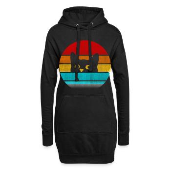 Retro Vintage Katze verstecken – süße Katze Liebhaber T-Shirt - Hoodie-Kleid - Schwarz - Vorne