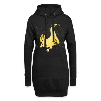 Design gecko lumineux avec détail jaune - Sweat-shirt à capuche long Femme - noir - Devant
