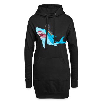 T-shirt teckel Riding Shark - Sweat-shirt à capuche long Femme - noir - Devant