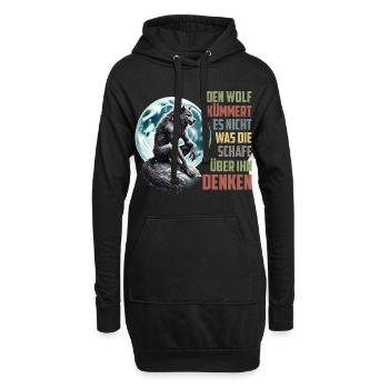 Loups LE LOUP SE MOQUE DE CE QUE PENSENT LES MOUTONS - Sweat-shirt à capuche long Femme - noir - Devant