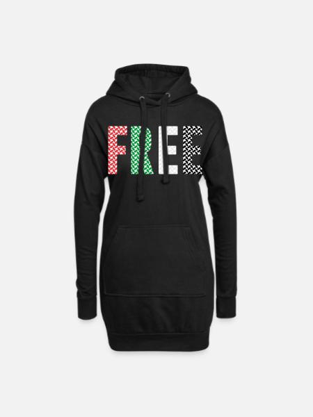 Freies Palästina - Hoodie-Kleid - Schwarz