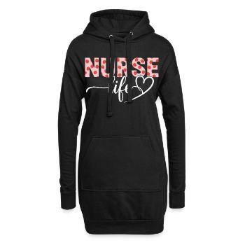 Krankenschwester, Nurse Life - Hoodie-Kleid - Schwarz - Vorne