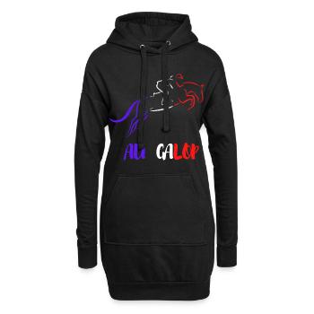 Au GALOP Bleu Blanc Rouge - Sweat-shirt à capuche long Femme - noir - Devant