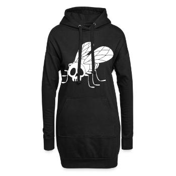Fly Skull (weiß) - Hoodie-Kleid - Schwarz - Vorne