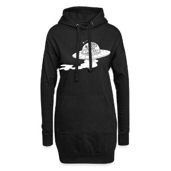 Außerirdisches Raumschiff (weiß) - Hoodie-Kleid - Schwarz - Vorne