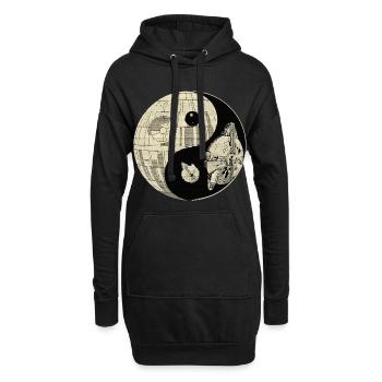 Galaktisches Yin Yang Weltraumduell - Hoodie-Kleid - Schwarz - Vorne
