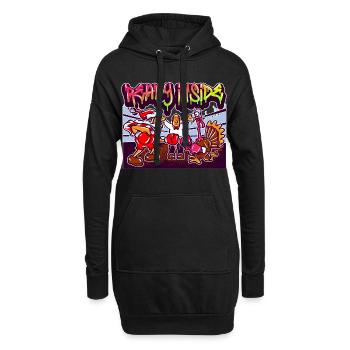 Streetwear Graffiti Boxen Weihnachtsposter - Hoodie-Kleid - Schwarz - Vorne