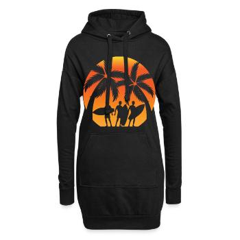 Sunset Surfer Palm Trees - Hoodie Dress - black - Front