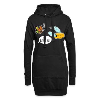 Fliegende Butter Schmetterling kuckt zu, Butterfly - Hoodie-Kleid - Schwarz - Vorne