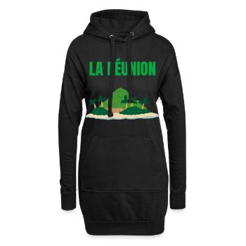 T-shirt île La Réunion tropicale - Sweat-shirt à capuche long Femme - noir - Devant