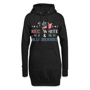 Red White & Blueberries Patriotic Design - Hoodie-Kleid - Schwarz - Vorne