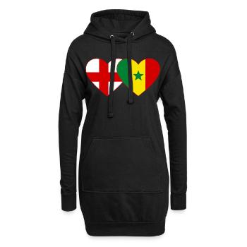 Angleterre Sénégal Drapeau Mains Coeur Forme - Sweat-shirt à capuche long Femme - noir - Devant