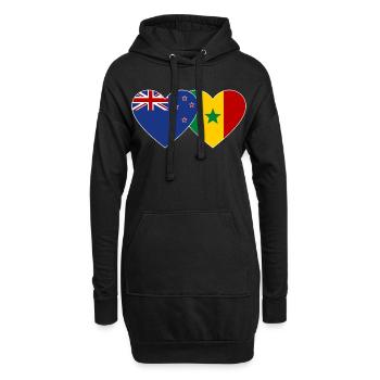 Nouvelle-Zélande Sénégal Drapeau Coeur - Sweat-shirt à capuche long Femme - noir - Devant