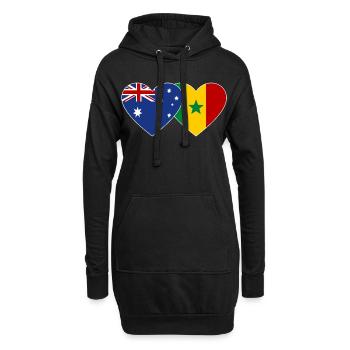 Drapeau de l’Australie et du Sénégal Coeur - Sweat-shirt à capuche long Femme - noir - Devant