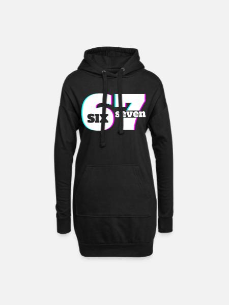 Six Seven 6 7 Meme Fun Design 67 - Hoodie-Kleid - Schwarz