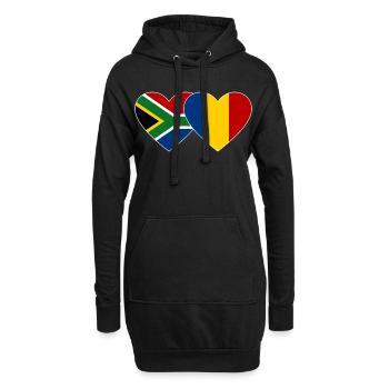 Afrique du Sud Roumanie Drapeau Coeur - Sweat-shirt à capuche long Femme - noir - Devant