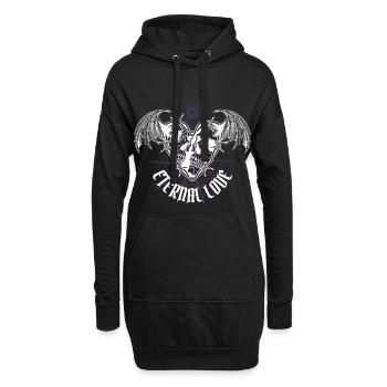 Ewige Liebe Gothic Schädel - Hoodie-Kleid - Schwarz - Vorne