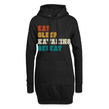 Eat Sleep Kayaking Repeat - Hoodie-Kleid - Schwarz - Vorne