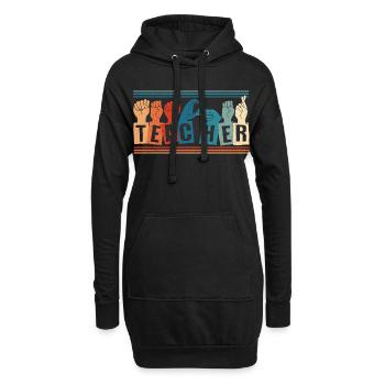 ASL Dolmetscher Gebärdensprache - Hoodie-Kleid - Schwarz - Vorne