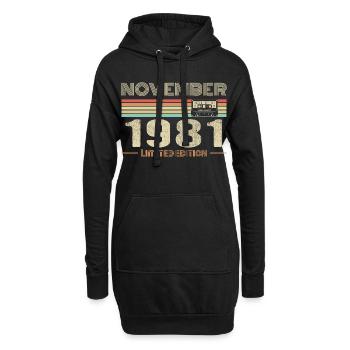 November 1981 Vintage Birthday Retro Tee - Sweat-shirt à capuche long Femme - noir - Devant