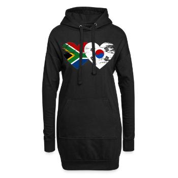 Afrique du Sud Drapeau de la Corée du Sud Coeur - Sweat-shirt à capuche long Femme - noir - Devant