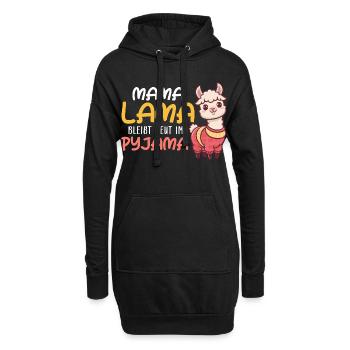 MAMA LAMA RESTE EN PYJAMA AUJOURD’HUI Drôle - Sweat-shirt à capuche long Femme - noir - Devant