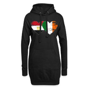 Ägypten Irland Flagge Herz used - Hoodie-Kleid - Schwarz - Vorne