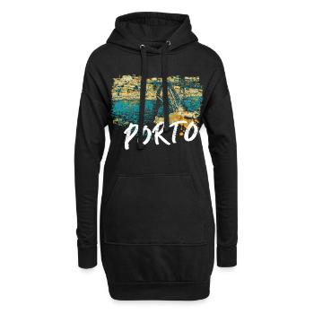 Pont D. Luis Porto illustration colorée Douro - Sweat-shirt à capuche long Femme - noir - Devant