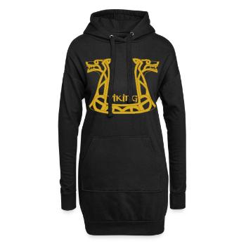 Goldener Wikinger-Drache - Hoodie-Kleid - Schwarz - Vorne