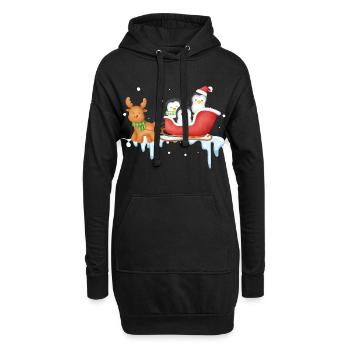 Pinguinschlittenfahrt im Winter Wonderland - Hoodie-Kleid - Schwarz - Vorne