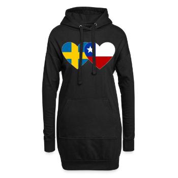 Schweden Chile Flagge Herz - Hoodie-Kleid - Schwarz - Vorne