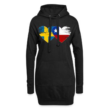 Suède Chili drapeau coeur utilisé - Sweat-shirt à capuche long Femme - noir - Devant
