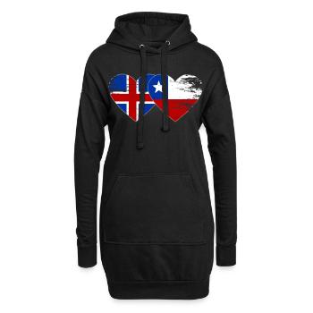 Islande Chili drapeau coeur utilisé - Sweat-shirt à capuche long Femme - noir - Devant