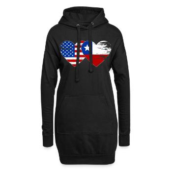 USA Chile Flagge Herz - Hoodie-Kleid - Schwarz - Vorne