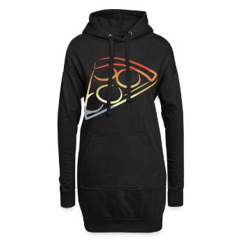 Pizza Retro Look - Hoodie-Kleid - Schwarz - Vorne