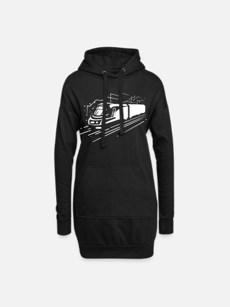 Cartoon Zug - Hoodie-Kleid - Schwarz