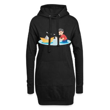 Jeu de bateau en papier - Sweat-shirt à capuche long Femme - noir - Devant