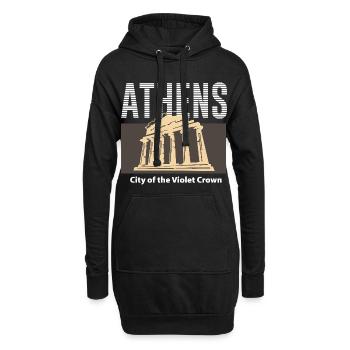 Athen, Stadt der Violetten Krone - Hoodie-Kleid - Schwarz - Vorne