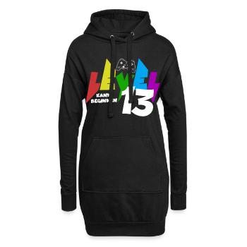 Level 13 Farbiges Gaming Motiv zum 13.Geburtstag - Hoodie-Kleid - Schwarz - Vorne