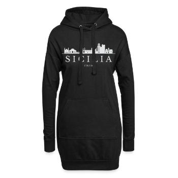 La silhouette de la Sicile, Italie de la Sicile - Sweat-shirt à capuche long Femme - noir - Devant